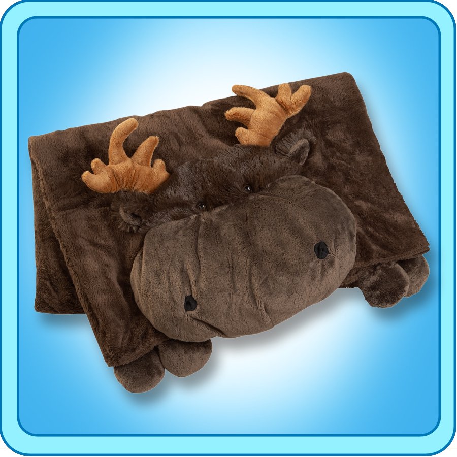 Authentic Pillow Pet Chocolate Moose Blanket Plush Toy Gift