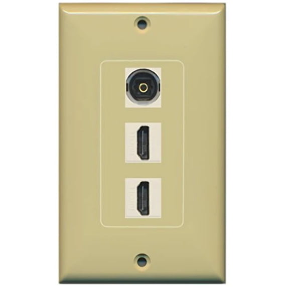 RiteAV - 2 Port HDMI 1 Toslink Decorative Wall Plate - Ivory