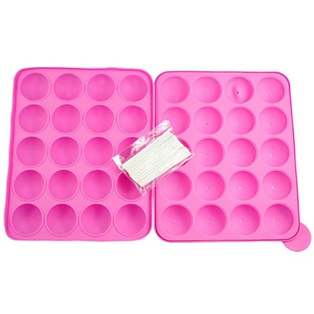 Molde de silicona para hornear cake pops, 20 moldes redondos de silicona para piruletas, molde de silicona para pasteles