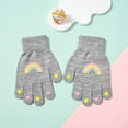 thumbnail image 2 of UngA Kids Winter Gloves Cute Print Full Finger Knitted Gloves Warm Stretchy Mittens for Boys Girls Supplies for Cold Weather (Light Gray,4-8 Years), 2 of 7