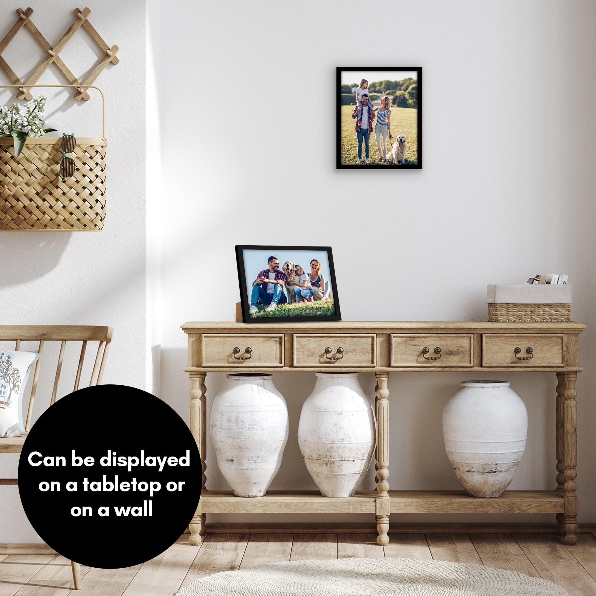 Americanflat 9x11 Picture Frame with Shatter-Resistant Glass Streamline Collection Thin Border Photo - Black
