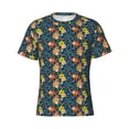 thumbnail image 4 of Qekee Blue Floral Classic Fit T-Shirt Men's Shirt Men's Tight Short Sleeves for Exercise, Running, Mountaineering - Blue Floral, 4 of 9