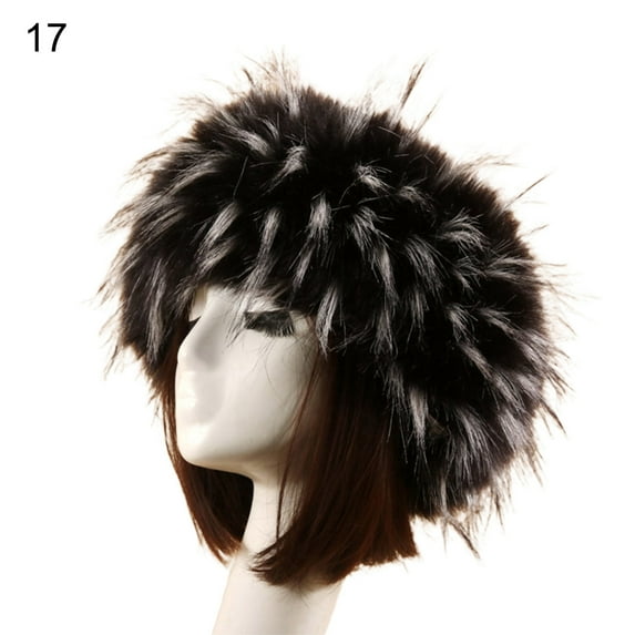Anvazise Women Hat Solid Color Faux Fur Headwear Brimless Empty Top Hat for Skiing