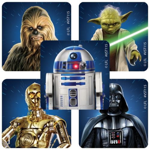 25 Star Wars Classic  Stickers Party Favors Teacher Supply Yoda Darth Vadar R2D2