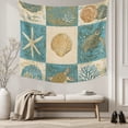 thumbnail image 5 of Vintage Coastal Tapestry for Bedroom Wall Hanging Tapestry, Summer Beach Sea Turtle Shell Starfish Ceiling Backdrop Tapestries Poster Blanket Wall Decor for Teens Room Living Room Dorm 55" x 73", 5 of 8