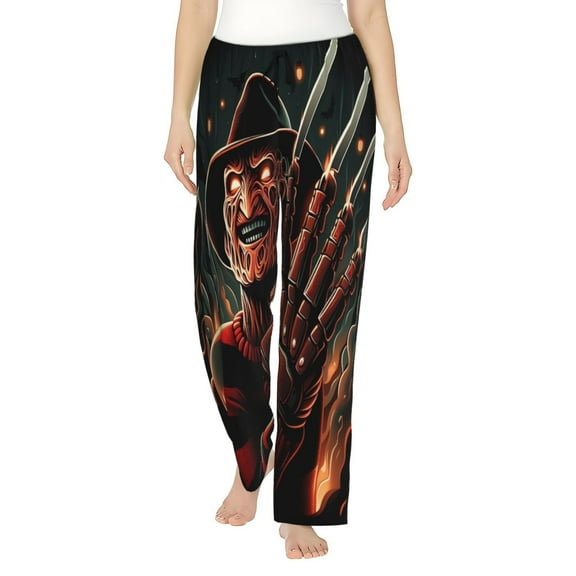 Freddy Krueger Women's Pajama Pants, Comfy All Over Print Lounge Pants Casual Sleepwear with Pockets & Drawstring