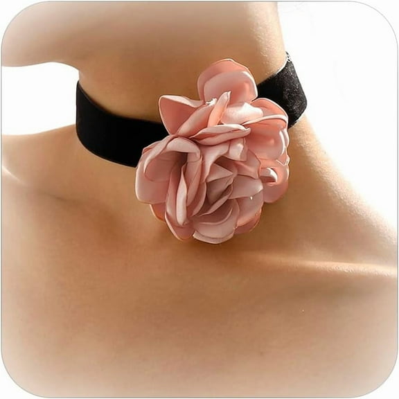 Flower Choker Necklace Rose Flower Necklace Summer Beach Choker for Womens Bride Wedding Party Jewelry