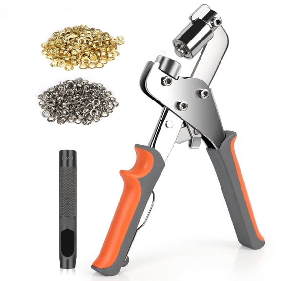 Grommet Tool Kit,3/8 Inch Eyelet Pilers Tool(10mm) for Tarps, Fabric & Leather, Grommets Pucher with Hole Punch and 500Pcs Eyelets