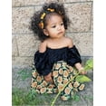 thumbnail image 4 of Kids Girl Off Shoulder Velvet Tops Bell-Bottom Pants Outfit Set, 4 of 5