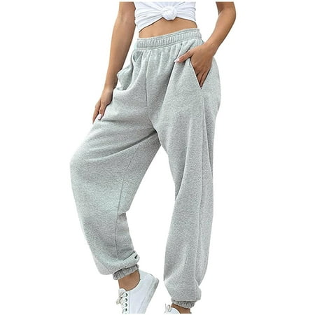 Clearance Sales Today Deals Prime Plus Size Pants Women s Bottom Sweatpants Joggers Pants Workout High Waisted Yoga Pants with Pockets Women s Polyester Casual Pants