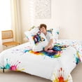 thumbnail image 4 of Homewish Watercolor French Bulldog Queen Comforter Set,Cute Pet Dog Comforter Sets Queen,White,Colorful Stars Reversible,3 Pieces,1 Comforter and 2 Pillowcases, 4 of 7
