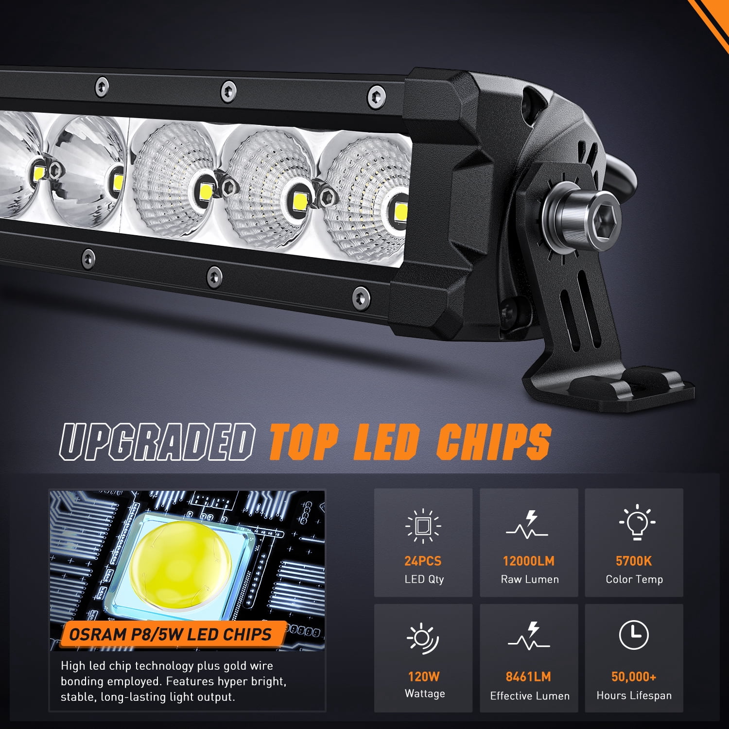 Nilight Curved Led Light Bar 32 Inch 120W Flood Spot Combo Beam 12000LM Osram P8/5W Chips Offroad Single Row Slim Lights IP68 LED Driving Lights for UTV Truck RZR SUV ATV Boat