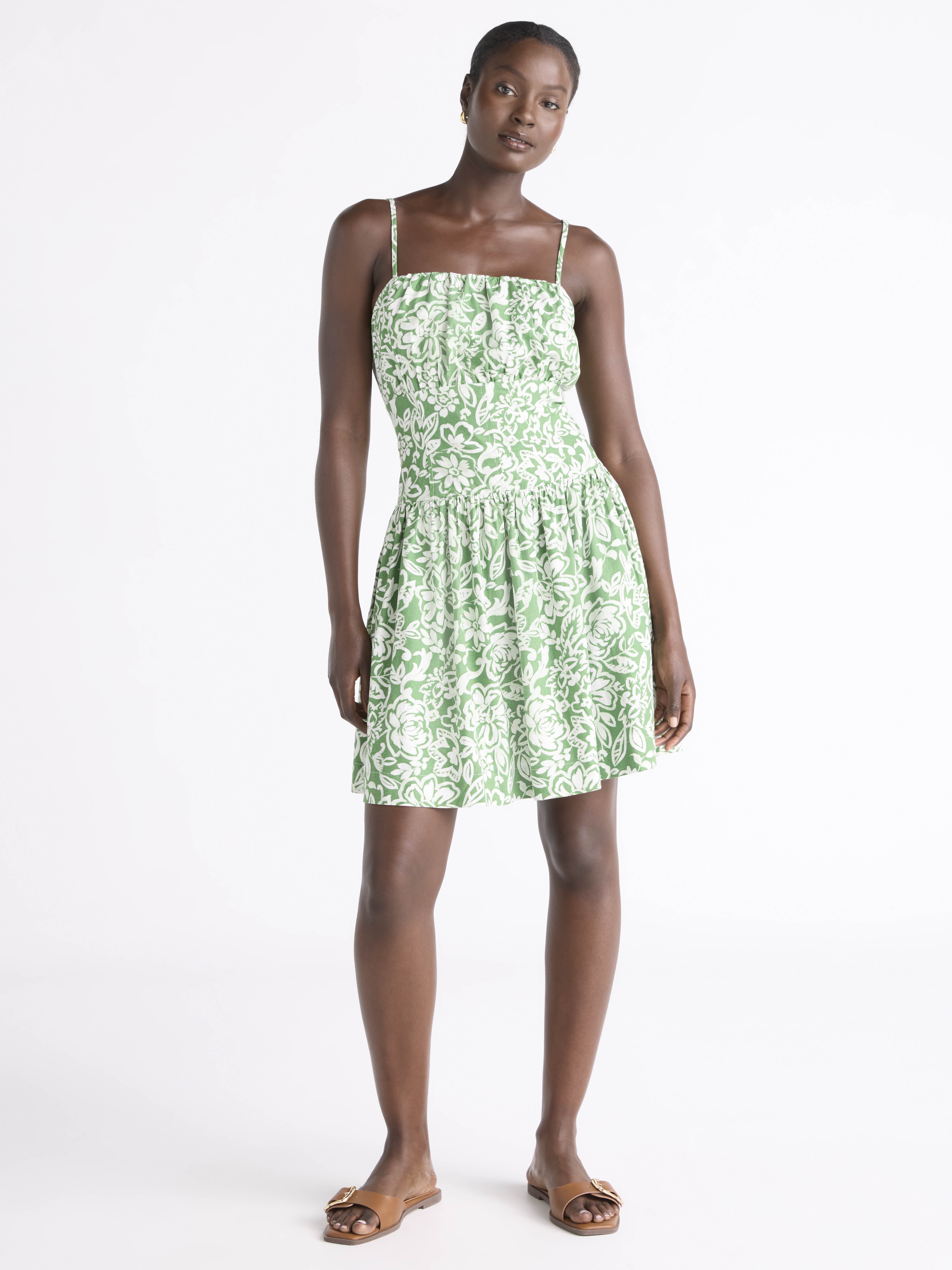 Free Assembly Women's Linen Mini Dress, Sizes XS-XXL