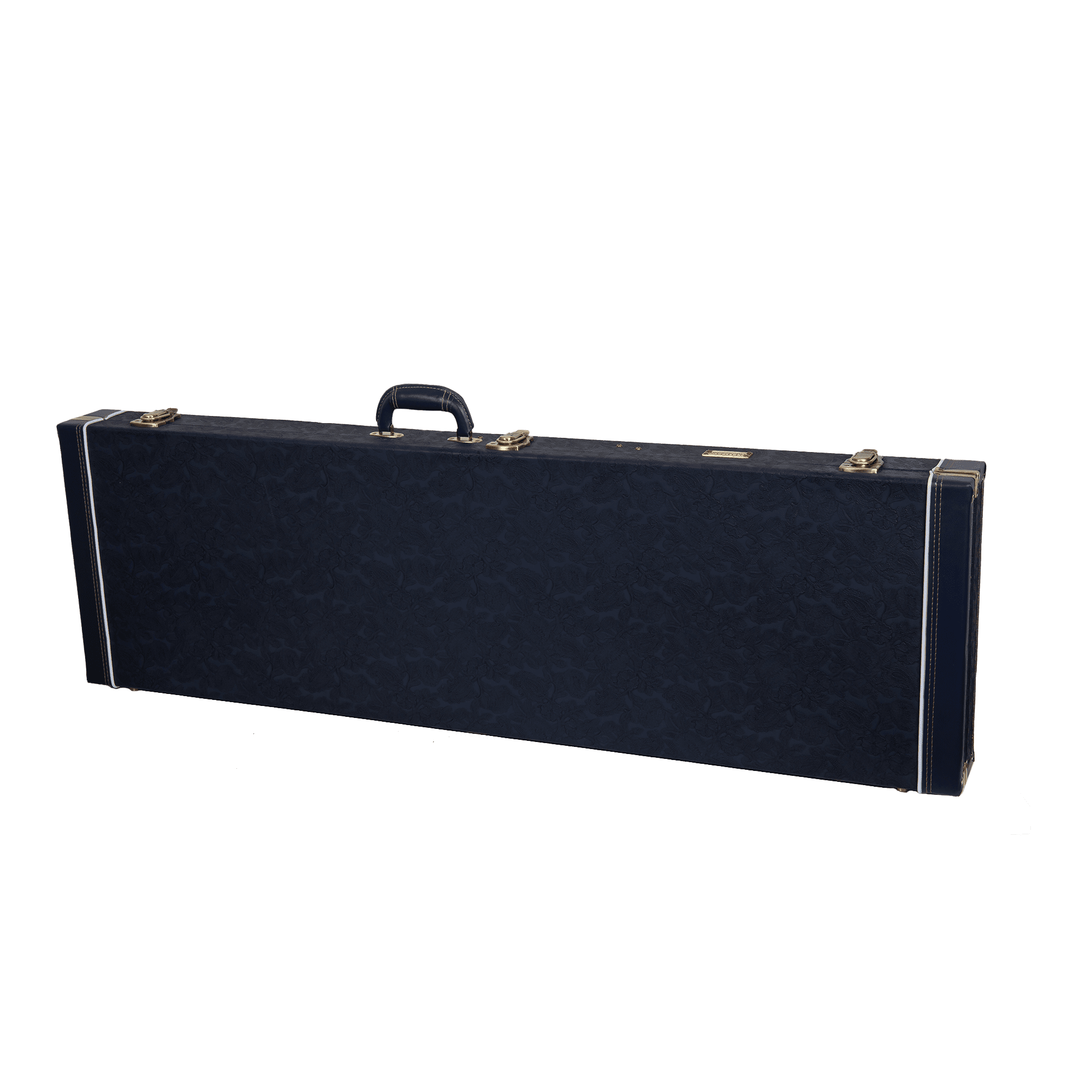 Crossrock Relief Series - Premium Wooden Case for Electric Bass Guitars, featuring a Highly Textured Surface and Mink Imitation Fleece Interior - Ocean Blue