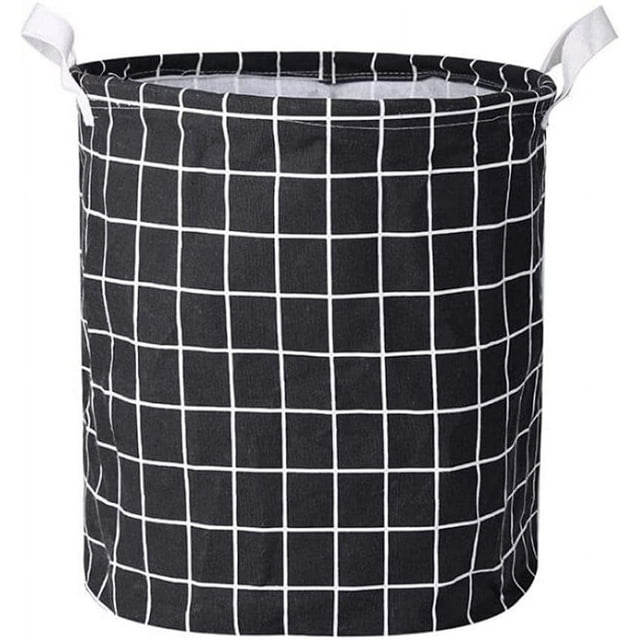 Laklulu Cesta de lavandería plegable, organizador de lavandería redondo impermeable de lino y algodón, cubo de almacenamiento de ropa sucia, organizador de juguetes plegable para ropa, juguetes,