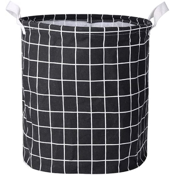 Laklulu Cesta de lavandería plegable, organizador de lavandería redondo impermeable de lino y algodón, cubo de almacenamiento de ropa sucia, organizador de juguetes plegable para ropa, juguetes,