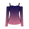 thumbnail image 3 of T-Shirts for Women,Blouses for Women Casual,Women's Ladies Neck Casual Gradient Color T-Shirts Long Sleeve Pullover Blouse,Blouses for Women Trendy, 3 of 5