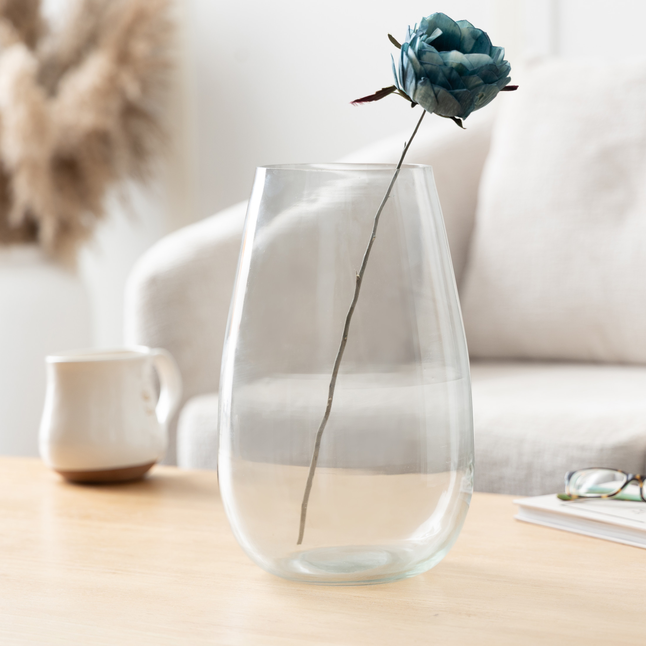 DecMode 12" Wide Glass Vase
