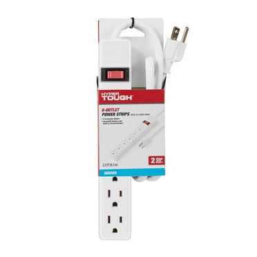 Hyper Tough 6-Outlet Power StrÃp with 2.5-Foot Cord , White,15A,125V-60Hz
