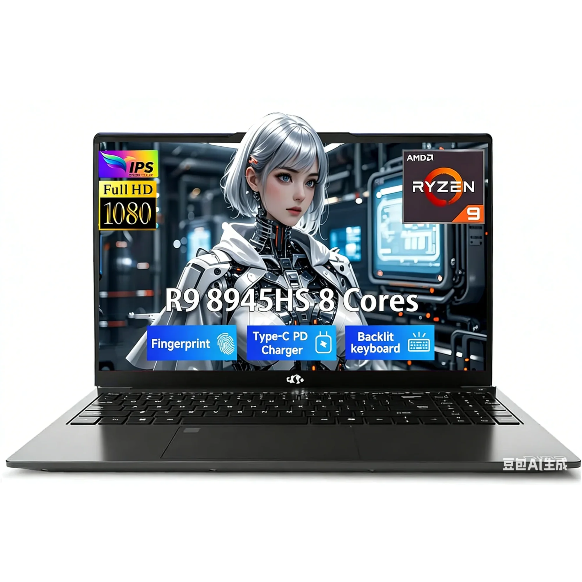 ESOOR 17.3" Gaming Laptop with AMD Ryzen 9 8945HS (Beats i9-13900H) 5.2GH Max Boost 16GB RAM 1T SSD Featuring Radeon 780M Graphics for Seamless VR and AI-Enhanced Copilot+ Experience-Black