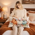 thumbnail image 3 of Fall Pumpkin Linen Pillow Cover, Thanksgiving Seasonal Decor Pillowcase, Farmhouse Style Great Housewarming Gift for Fall Home Decor, 3 of 8