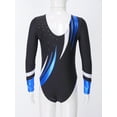 thumbnail image 6 of IEFIEL Girls Long Sleeves V Neck Shiny Glitters Gymnastics Dance Leotard,Sizes 6-16 Black 14, 6 of 7