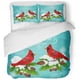 thumbnail image 1 of ABPHQTO Juego de ropa de cama de 3 piezas, pájaro cardenal navideño, vacaciones de invierno, rojo sentado en una rama de pino nevado con conos, funda nórdica con 2 fundas de almohada, 1 of 1