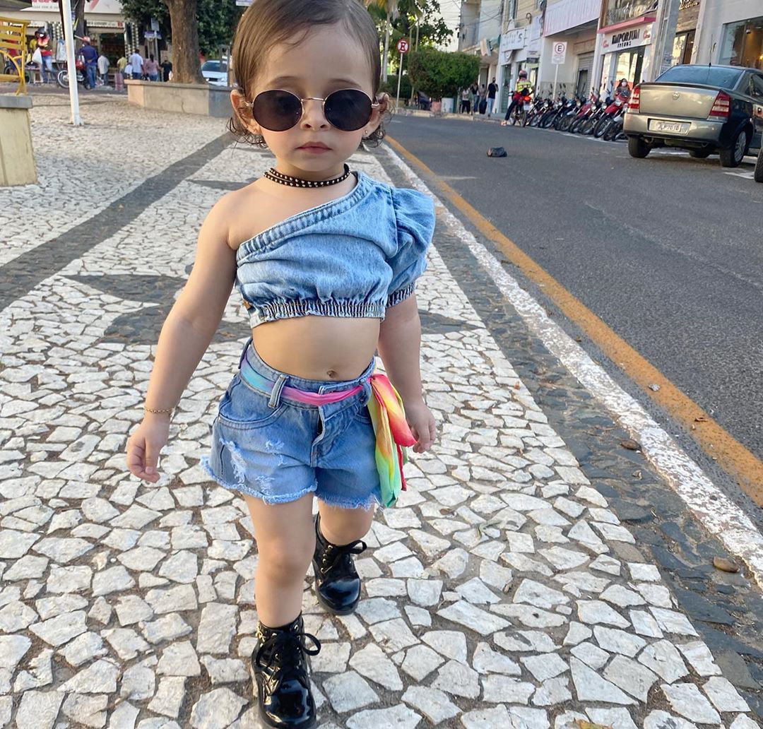 Toddler Kids Baby Girl Summer Tops T-shirt Denim Shorts 2Pcs Outfits Clothes US 