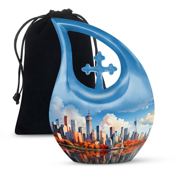 JAGSHASHI Empire State Urn For Ashes For Men - Urns Ashes Adult Male - Adult Urns Women - Large Urns For Human Ashes Adult Male - 10 Inch With Velvet Bag - Urn For Ashes Adult Female - Burial Urns