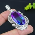thumbnail image 2 of Natural Bi-Color Tourmaline Handmade 925 Sterling Silver Pendant 2.56", 2 of 2