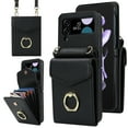 thumbnail image 6 of Fashion leather wallet phone case suitable for Samsung Z flip5, lanyard and card holder, 6 of 10