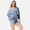 thumbnail image 3 of Women's Cropped Long Sleeve Pullover with Wide Boat Neck - Small, Light Blue, 3 of 6