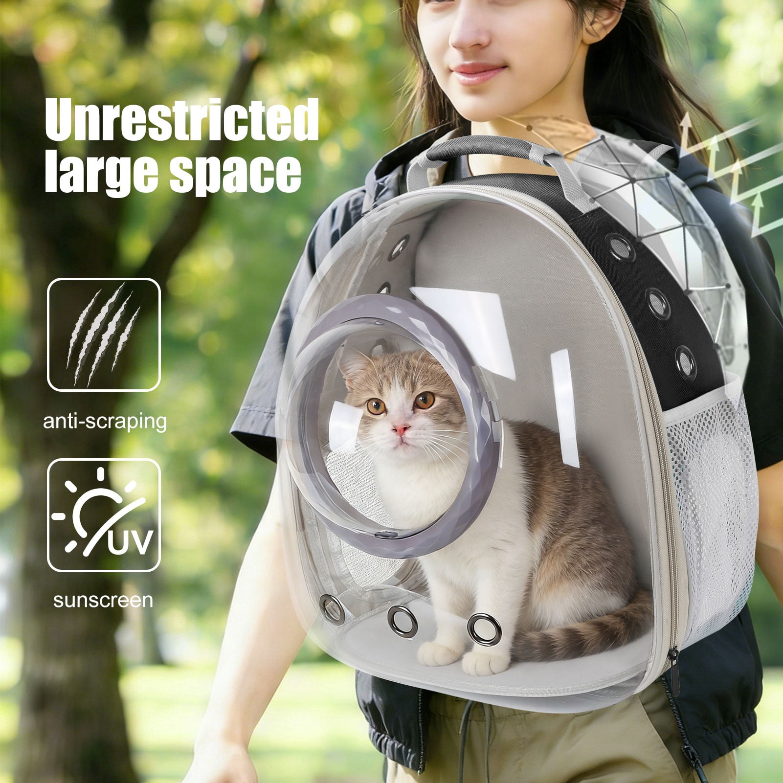 Pet Carrier Backpack for Cat Bunny Small Puppy, Clear Bubble Window and Dome with Extra Soft Pillow, 12 lb Limit