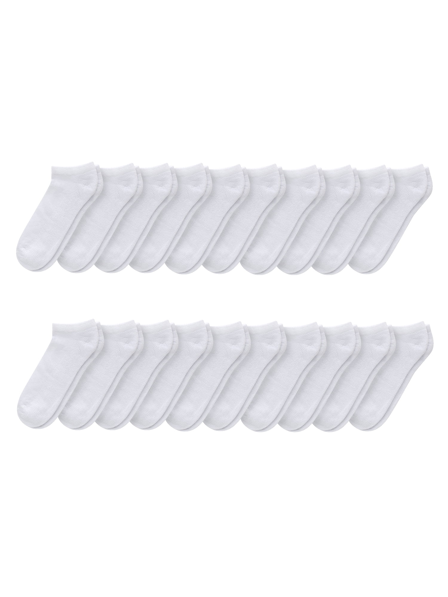 Hanes Men's 20 Pairs Moisture-Wicking No Show Socks- White