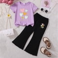 thumbnail image 2 of HCNTES Children Girls' Clothing Sets Kids Girls Fashion Short Sleeve Crew Neck Tops Wide Leg Pants Sweatsuit with Pocket Little Girls Summer School Clothing Set(D01-K,6-7 Years), 2 of 4