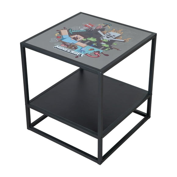 Minecraft Side Table/Nightstand with Storage Shelf