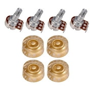 4pcs 18mm Guitar Small Size Pots (2x A25K & 2x ) Long Split Shaft Taper Potentiometer and 4 Hat Guitar Control Knob