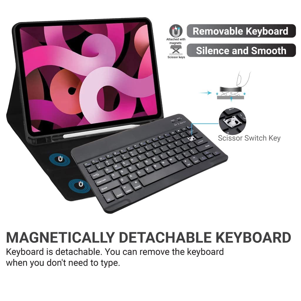 JIMTAB Ultra-Slim Bluetooth Keyboard 10 Inch Portable Mini Wireless Keyboard Rechargeable for Apple iPad iPhone Samsung Tablet Phone Smartphone iOS Android Windows