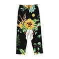 thumbnail image 4 of Disketp Sunflower Skull Print Women'S Comfy Pajama Pants Casual Drawstring Palazzo Lounge Wide Leg Pants, 4 of 9