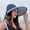 Tibetan blue, variant on Summer New Women's Grass Knitted Headless Breathable Large Brim Sun Visor Hat Outdoor Sports Sun Protection Bow Open Top Hat