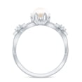 thumbnail image 2 of Rosec Jewels Nature Inspired Floral Ring - Freshwater Pearl Solitaire Ring with Diamond - 6 MM, 925 Sterling Silver, US 4.00, 2 of 8