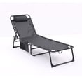 thumbnail image 2 of Folding Textilene Waterproof Patio Chaise Lounge Chair,Outdoor Adjustable and Reclining Tanning Chair with Pillow and Side Pocket for Lawn,Beach,Pool,Portable Camping and Sunbathing(2 Pieces,Black), 2 of 17