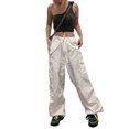 thumbnail image 2 of VISgogo, pantalones largos salvajes a la moda para mujer, pantalones Cargo informales con bolsillo de Color sólido, pantalones de cintura baja con cordón de primavera, pantalones VISgogo moda, 2 of 9