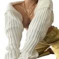 thumbnail image 3 of MesaSe Women Ultra-short Knitted Sweater Coat   Sexy Style Solid Color, 3 of 6