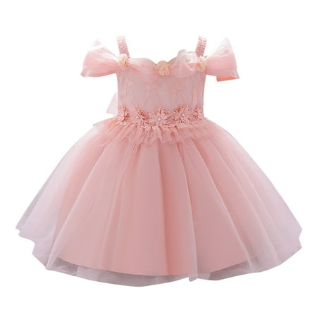 

PANGF Clearance (0 2Y) Baby One-Shoulder Puff-Sleeve Children s Dress Princess Dress Full Moon Wash Dress for Women Spring Summer Bow Tie Tulle Ruffle Bubble Sleeve Princess Dress