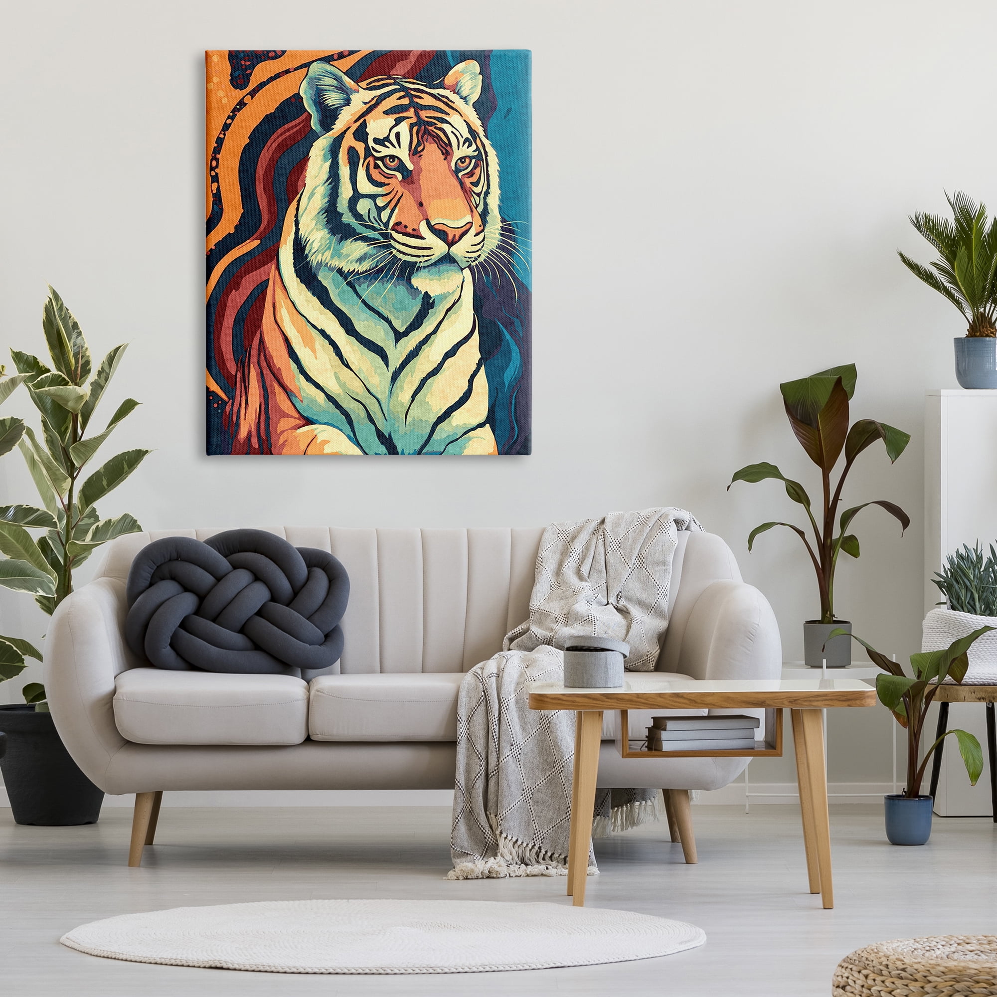 Stupell Industries Wild Tiger Painting Animals & Insects Painting Gallery Wrapped Canvas Art Print Wall Art, 36 x 48