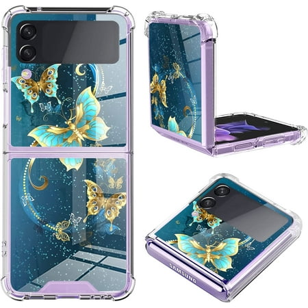 Compatible Samsung Galaxy Z Flip 3 5g Clear Case Cute Blue Butterfly Design Pattern Hard Back Shockproof Protection Full Body Protection Wireless Charging Cover Galaxy Z Flip 3 21 Blue Butterfly Walmart Canada