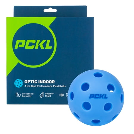 PCKL Optic Speed Indoor Pickleballs | Built to USAPA Specifications | 4 Pack | Ice Blue