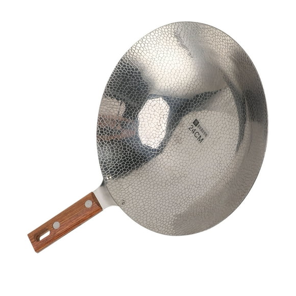 Stainless Steel Wok,Non Stick Wok Pan Deep Stir Fry Pan with Induction Base Frying Pan with Wood Handle Non Induction Wooden Handle Flat Base Pan for Electric Induction