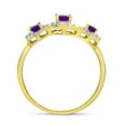 thumbnail image 5 of 10k Yellow Gold Oval Amethyst And Diamond Three Stone Ring, 5 of 6